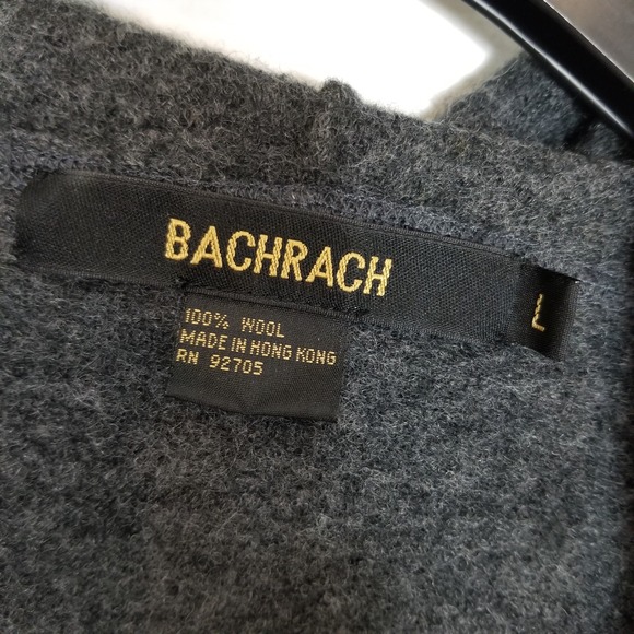 Bachrach Women 100% Wool Zip Up Hooded Cardigan Sweater Sz L Gray Pockets - Picture 7 of 7